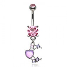 Celestial Heart Moon Bling Belly Button Ring