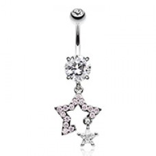 Twinkling Drop Stars Belly Button Ring