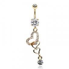 Golden Hearts Entwined Belly Button Ring