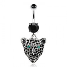 Black Onyx Panther Eye Belly Button Ring
