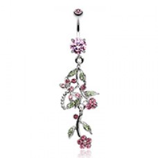 Romantic Vines Butterlfy Flowers Belly Button Ring