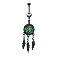 Blackline Opal Dreamcatcher Feather Belly Button Ring