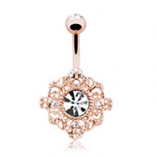 Rose Gold Spiritual Mandala Belly Button Ring 