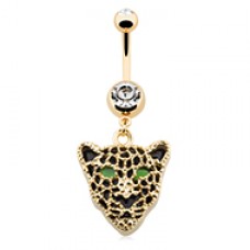 Golden Black Onyx Panther Belly Button Ring