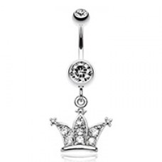 Shimmering Regal Crown Belly Button Ring
