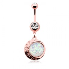 Rose Gold Eclipse Sun Opal Moon Belly Button Ring