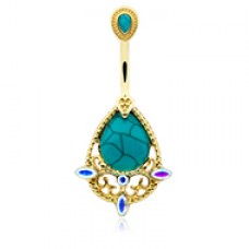 Golden Elegant Turquoise Vintage Aurora Belly Button Ring
