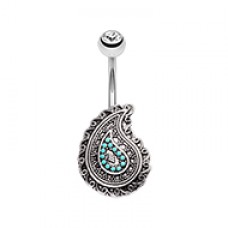 Boho Paisley Turquoise Belly Button Ring