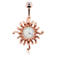 Rose Gold Illuminating Opal Sun Belly Button Ring