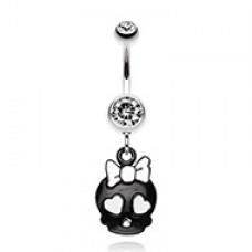 Charming Skull Charm Belly Button Ring