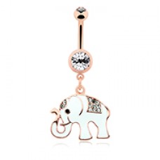Rose Gold Good Luck Ganesh Elephant Belly Button Ring