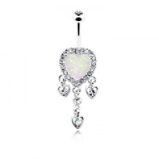 Beloved Heart Opal Dangle Belly Button Ring