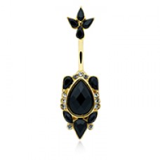 Golden Elegant Victorian Flourish Belly Button Ring