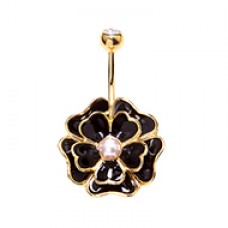 Golden Zinnia Flower Petal Belly Button Ring