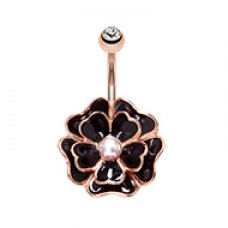 Rose Gold Zinnia Flower Petal Belly Button Ring