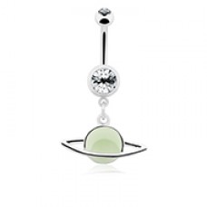 Glow in the Dark Saturn Ring Planet Belly Button Ring