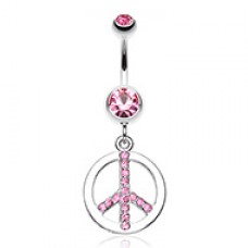 Sparkling Peace Charm Belly Button Ring