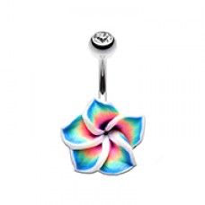 Hawaiian Plumeria Flower Non Dangle Belly Button Ring
