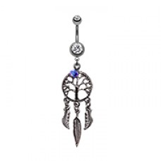 Hematite Tree of Life Dreamcatcher Belly Button Ring