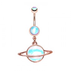 Rose Gold Saturn Planet Revo Belly Button Ring