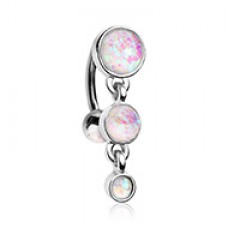 Triple Glitter Opal Reverse Belly Button Ring