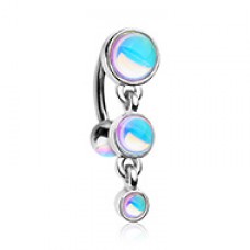 Triple Illuminating Moonstone Reverse Belly Button Ring
