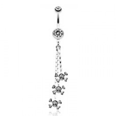 Skull & Crossbones Dangle Belly Button Ring