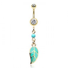 Golden Leaf Your Worries Behind Belly Button Ring
