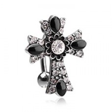Antique Cross Drop Top Reverse Belly Button Ring