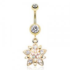 Golden Flower Cluster Belly Button Ring