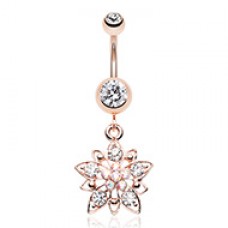 Rose Gold Flower Cluster Belly Button Ring