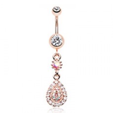 Rose Gold Elegance Teardrop Sparkle Belly Button Ring