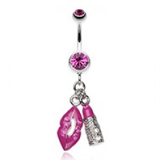 Glamourous Lip and Lipstick Belly Button Ring