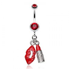 Glamourous Lip and Lipstick Belly Button Ring