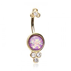 Golden Crop Circles Opal Belly Button Ring