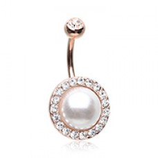 Rose Gold Royal Supreme Jewelled Pearl Belly Button Ring