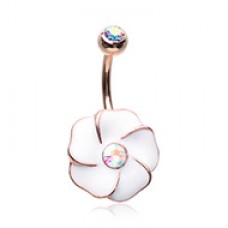 Rose Gold Light Hibiscus Belly Button Ring