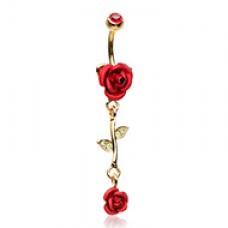 Golden Bright Metal Rose Belly Button Ring