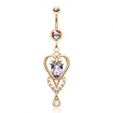 Golden Princess Beloved Heart Belly Button Ring