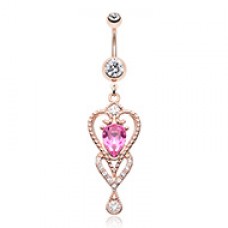 Rose Gold Princess Beloved Heart Belly Button Ring