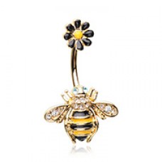 Golden Queen Bee Belly Button Ring