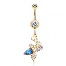 Golden Ivy Leaves Belly Button Ring