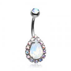 Opalescent Teardrop Belly Button Ring