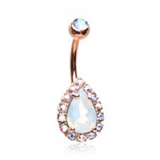 Rose Gold Opalescent Teardrop Belly Button Ring