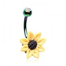 Follow the Sun Flower Belly Button Ring