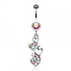 Sparkling Heart Cluster Belly Button Ring