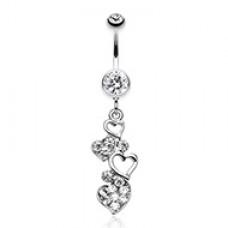 Sparkling Heart Cluster Belly Button Ring