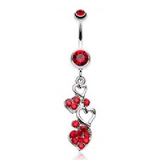 Sparkling Heart Cluster Belly Button Ring