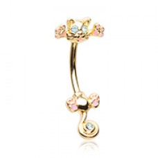 Golden Just Kittying Around Belly Button Ring