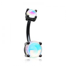 Colorline Synthetic Moonstone lluminating Prong Set Belly Button Ring